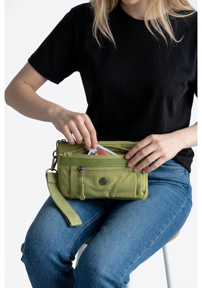 Baginn Paraşüt Kumaş Mini Çapraz Askılı Kadın Telefon Çantası Yağmur Geçirmez El Askılı Çanta 20 12 Cm Yeşil