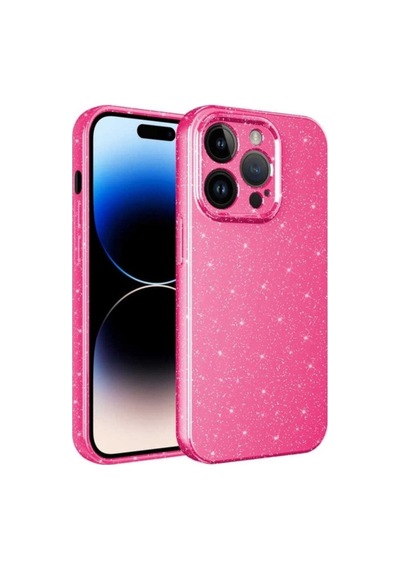 Apple Uyumlu iPhone 14 Pro Kılıf Kamera Korumalı Simli Lüks Zore Koton Kapak Pembe Koyu