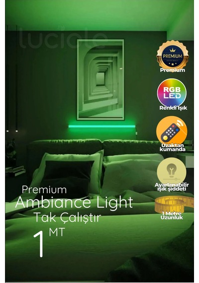 Çok Renkli Led Abajur Yapışkanlı 1 Metre Her Alana Uygun Uzaktan Kumandalı Cpink1