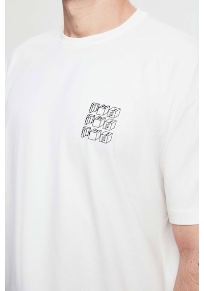 D's Damat Oversize Beyaz Baskılı %100 Pamuk T-shirt 2EC14ORT05212 Beyaz