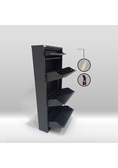 3 + 1 Kapaklı Antrasit Metal Ayakkabılık Siyah