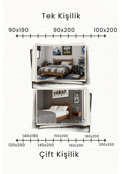 Natura Masif Ahşap Karyola Ve 2 Adet Komodin Ceviz 90x200