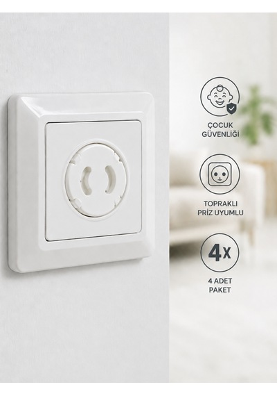 Burçin 4'lü Priz Kapağı Çocuk Güvenliği Priz Koruyucu Kapak