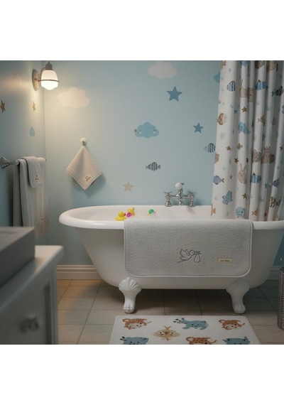 Bambu Antibakteriyel Çocuk Nakışlı 30x50 50x100 Havlu Seti Gri