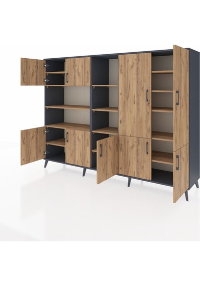 Hyperion Dolap 14 Raflı 9 Kapaklı 220x44x163 Antrasit-çam Atlas Çam - Antrasit Hyperion Dolap 14 Raflı 9 Kapaklı 220x44x163 Antrasit-çam Atlas Çam - Antrasit