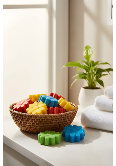 Sabun - Kokulu Süs Sabunu - Papatya 6 Adet Rengarenk-4cm 1cm Beyaz sabun