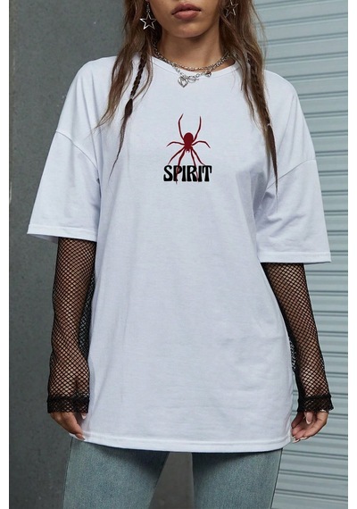 Uyguntarz Unisex Spirit Tasarım Tshirt Beyaz