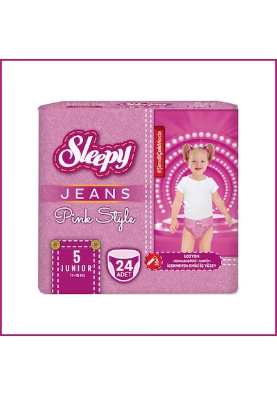 Sleepy Pink Jeans Külot Bez 5 Numara Junior 24 Adet