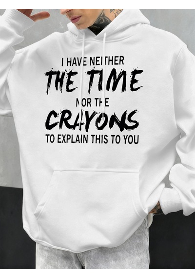Startmore Startmorekomik Desenli Sonbahar Erkek Kapüşonlu Cepli Sweatshirt Günlük Polar Yumuşak Kazak Hip Hop Kı Beyaz