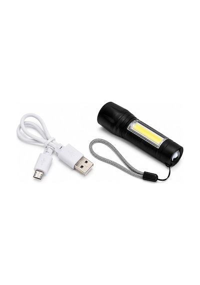 Powerdex Pd-5568 Plus Usb Şarjlı Mini El Feneri Cob Led Zoomlu 800 Metre Su Geçirmez Taşınabilir Güçlü Işıldak Kamp Acil Durum Outdoor