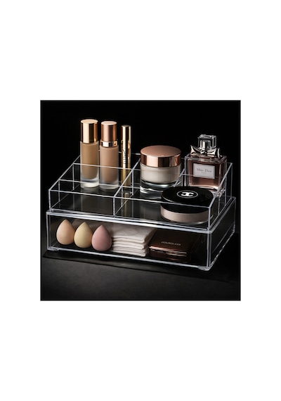 En Çok Tercih Edilen Akrilik Kozmetik Organizer, Çok Amaçlı Düzenleyici Makyaj,takı,kırtasiye ,25x18x14 Cm Şeffaf