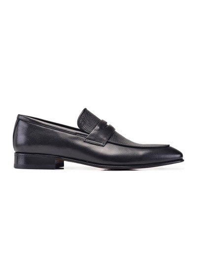 Siyah Klasik Loafer Kösele Erkek Ayakkabı -10940-