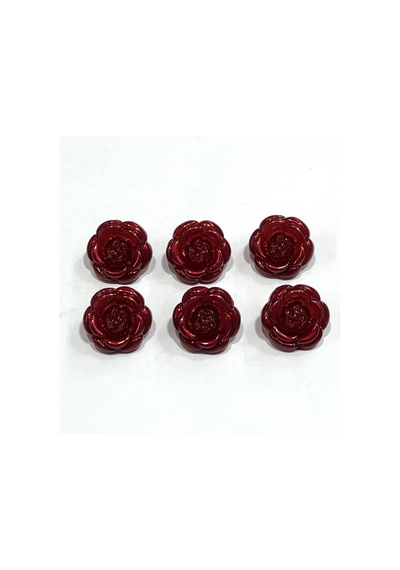 İtalyan Gül Düğme / 6'lı Set / Bordo / 2.2 Cm / İgd1
