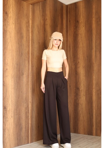 Ozy Fashion Kadın Modal Kumaş Yüksek Bel Pileli Geniş Paça Cepli Eşofman Altı Koyu Kahverengi Ozy Fashion Kadın Modal Kumaş Yüksek Bel Pileli Geniş Paça Cepli Eşofman Altı Koyu Kahverengi