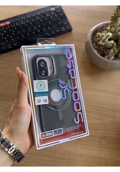 Apple iPhone Uyumlu 16 Standlı Ve Yüzüklü Magsafe Kılıf Soocase721 Gri
