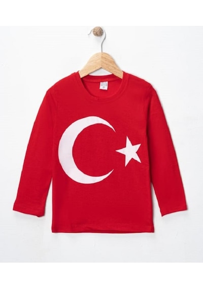 Özdemirli Bebe Unisex Bisiklet Yaka Ay Yıldız Baskılı Uzun Kol Kırmızı T-shirt KIrmızı Özdemirli Bebe Unisex Bisiklet Yaka Ay Yıldız Baskılı Uzun Kol Kırmızı T-shirt KIrmızı