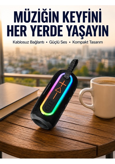 Yüksek Ses Kaliteli Kablosuz Hoparlör Led Işıklı Yeni Nesil - Lisinya