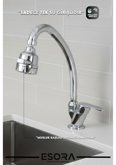 Krom Mermerden Tek Su Girişli 3 Fonksiyonlu Musluk Başlığı Lavabo Bataryası