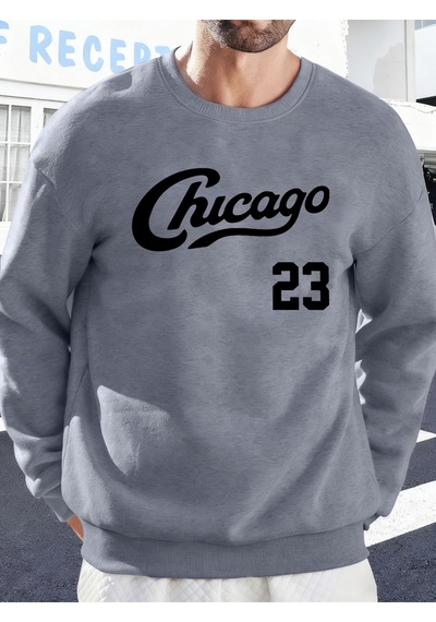 Startmore Startmorechicago Number 23 Baskı Spor Temelleri Sokak Giyimi Erkek Günlük Moda Kazak Büyük Beden Bol K Gri