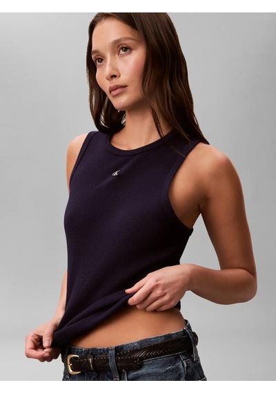 Calvin Klein Sl Monogram Patch Wa Lacivert Kadın Kolsuz Tişört