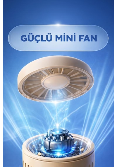 Şarjlı El Vantilatörü Telefon Standlı 3 Kademeli Masaüstü Taşınabilir Fan F55 Krem