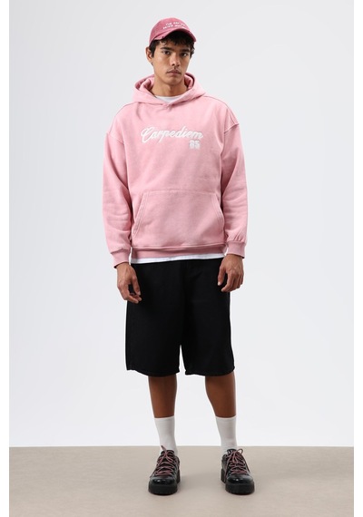 Vamos Oversize Baskılı Kapüşonlu Hoodie Somon