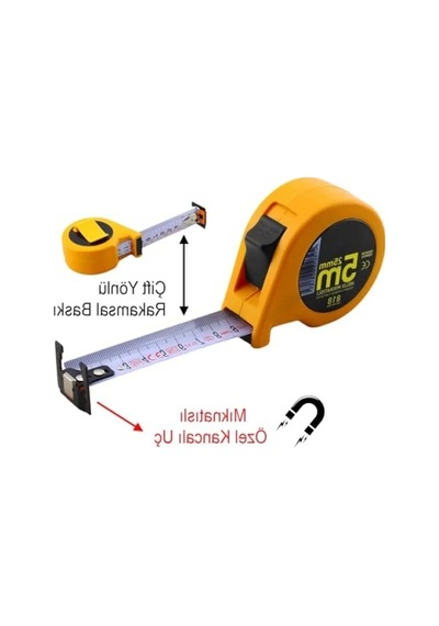 Mıknatıslı Çift Taraflı Şerit Metal Metre - 5 Metre 0.004 M - 0.012 M