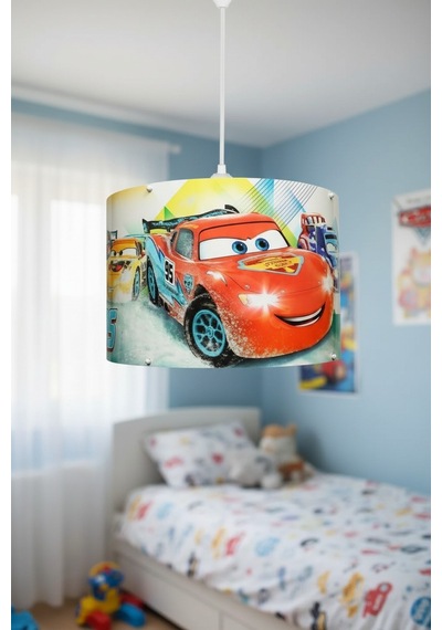 Şimşek Mcqeen Cars Panorama Sarkıt Renkli Çocuk Odası Dekoratif Aydınlatma