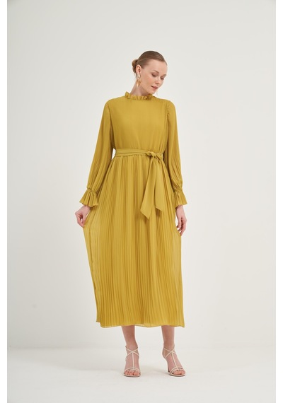 FTZ Women Ftz Plise Şifon Elbise Kivi 31019 Kivi Yeşil