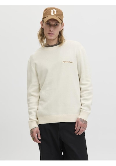 Jack & Jones Jornorrebro Light Knit Erkek Bisiklet Yaka İnce Triko Kazak Beyaz