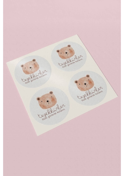 Ayılı Teşekkürler Kargo Sticker 3x3cm St2193 Çok Renkli