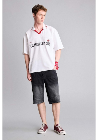 Defacto Loose Fıt Polo Yaka Slogan Baskılı Kısa Kollu Polo Tişört G4274ax26smwt34 Beyaz-wt34 Defacto Loose Fıt Polo Yaka Slogan Baskılı Kısa Kollu Polo Tişört G4274ax26smwt34 Beyaz-wt34