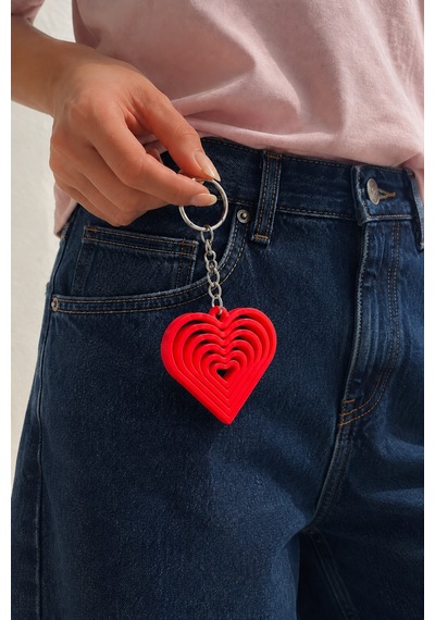 Tarzınıseç 3d Kırmızı Kalp Anahtarlık Charm 2'li Set