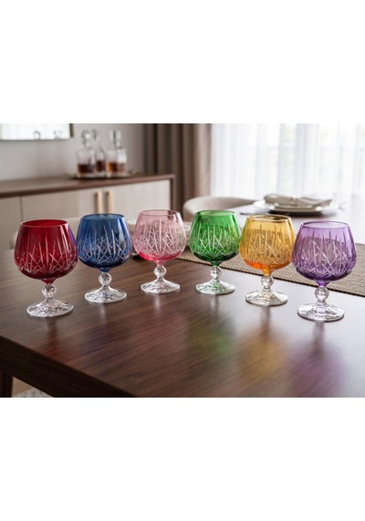 Bohemia Kristal Bardak Lüsterli Dekorlu 250 Cc 6 Adet Çok Renkli