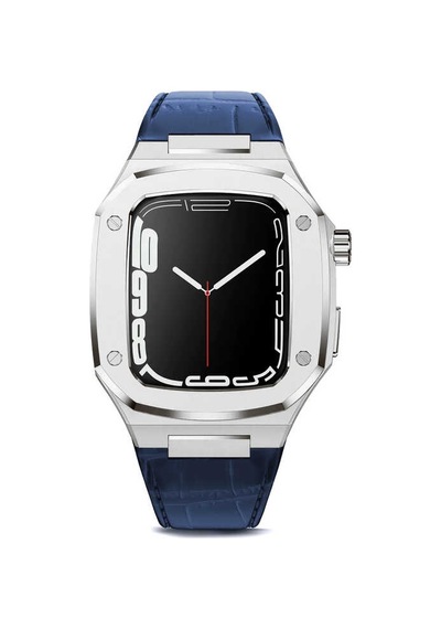 Ekılıf - Apple Uyumlu  Watch 44mm - Kordon Kayış Krd-67 - Lacivert-gümüş