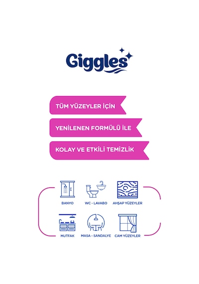Giggles Xxl İz Bırakmayan Yüzey Temizlik Havlusu - Beyaz Sabun-çiçek Bahçesi-okyanus Esintisi 600 Havlu Beyaz
