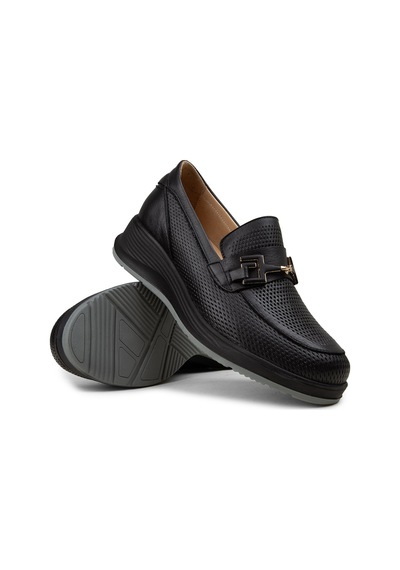 Deery Kadın Hakiki Deri Siyah Dolgu Topuk Loafer - N0277zsyhc01