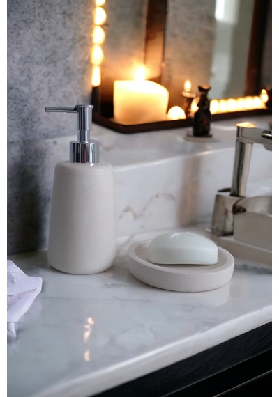 Marble Beyaz Banyo Seti Tuvalet Wc Sıvı Sabunluk Diş Fırçalığı Beton Aksesuar Takım Gri