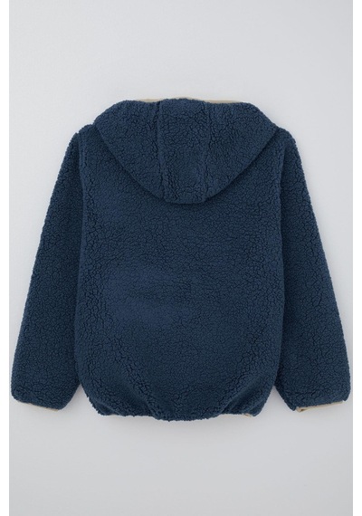 Reycan Erkek Çocuk Peluş Sweatshirt Kapüşonlu Kanguru Cepli 5-8 Yaş, İndigo Indigo