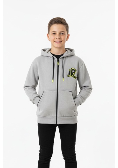 Kapüşonlu Fermuarlı Yandan Cepli Baskılı %100 Pamuk 2 İplik Mevsimlik Erkek Çocuk Sweatshirt-90937 Gri Kapüşonlu Fermuarlı Yandan Cepli Baskılı %100 Pamuk 2 İplik Mevsimlik Erkek Çocuk Sweatshirt-90937 Gri