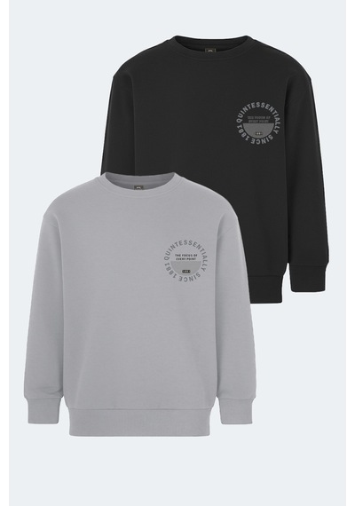 Slazenger Lone 2 Li Set Unisex Çocuk Siyah -taş Gri Sweatshirt Siyah -taş Gri