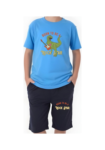 Skater Baskılı Erkek Çocuk Çift Cepli Kapri Alt-üst Takım Gri