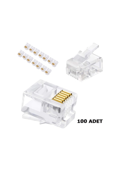 RJ11 6P6C 6 Pinli Telefon Jackı Konnektör 100 Adet