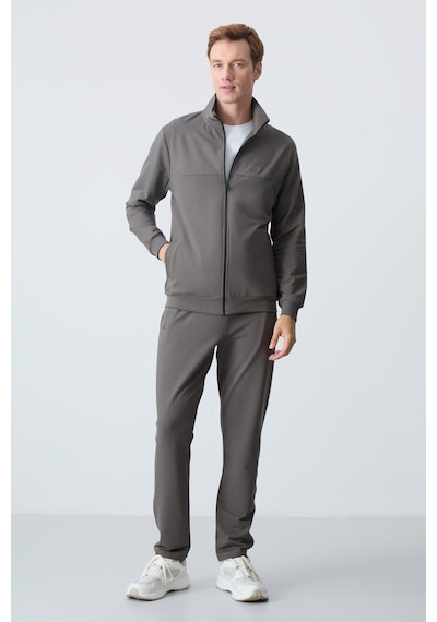 Tommy Life Koyu Gri Pamuklu Kalın Yumuşak Dokulu Comfort Fit Basic Erkek Eşofman Takım - 85260 Koyu Gri