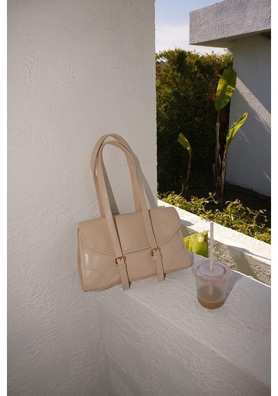 Shule Bags Calvino Vintage Baget Çanta Krem Krem