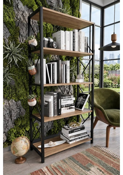 More Metal Kitaplık 5 Raflı Geniş Kitaplık Dosya Kitap Rafı Ofis Ev Rafı Kahverengi - Ceviz More Metal Kitaplık 5 Raflı Geniş Kitaplık Dosya Kitap Rafı Ofis Ev Rafı Kahverengi - Ceviz