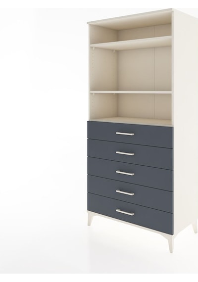 Hyperion Dolap 3 Raflı 5 Çekmeceli 88x44x182 Aytaşı-antrasit Aytaşı