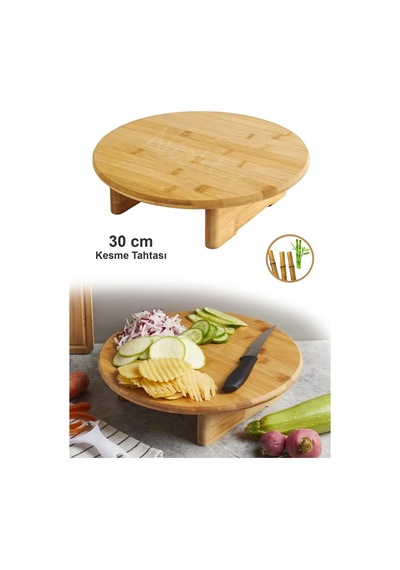 Prestij Bambu Ayaklı Kesme & Sunum Tahtası 30 Cm Renkli