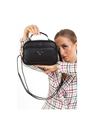 Adelina Bags Kadın Günlük Çapraz Askılı Üç Bölmeli Raven Deri Siyah Ve Vizon El Ve Omuz Çantası 2 Adet Çanta Siyah - Vizon