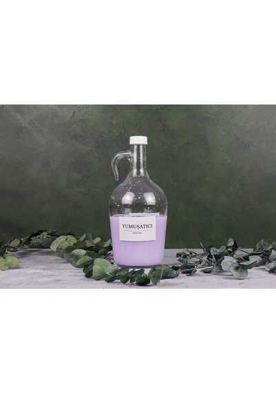 Dekoratif Cam Yumuşatıcı Şişesi 1500 Ml Siyah Kapaklı Şeffaf